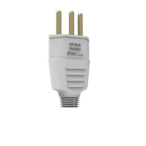 PLUGUE MACHO 2P+T 10A BRANCO ENERBRAS